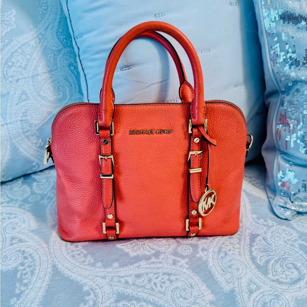Michael Kors  burnt Orange Satchel with Gold Accents